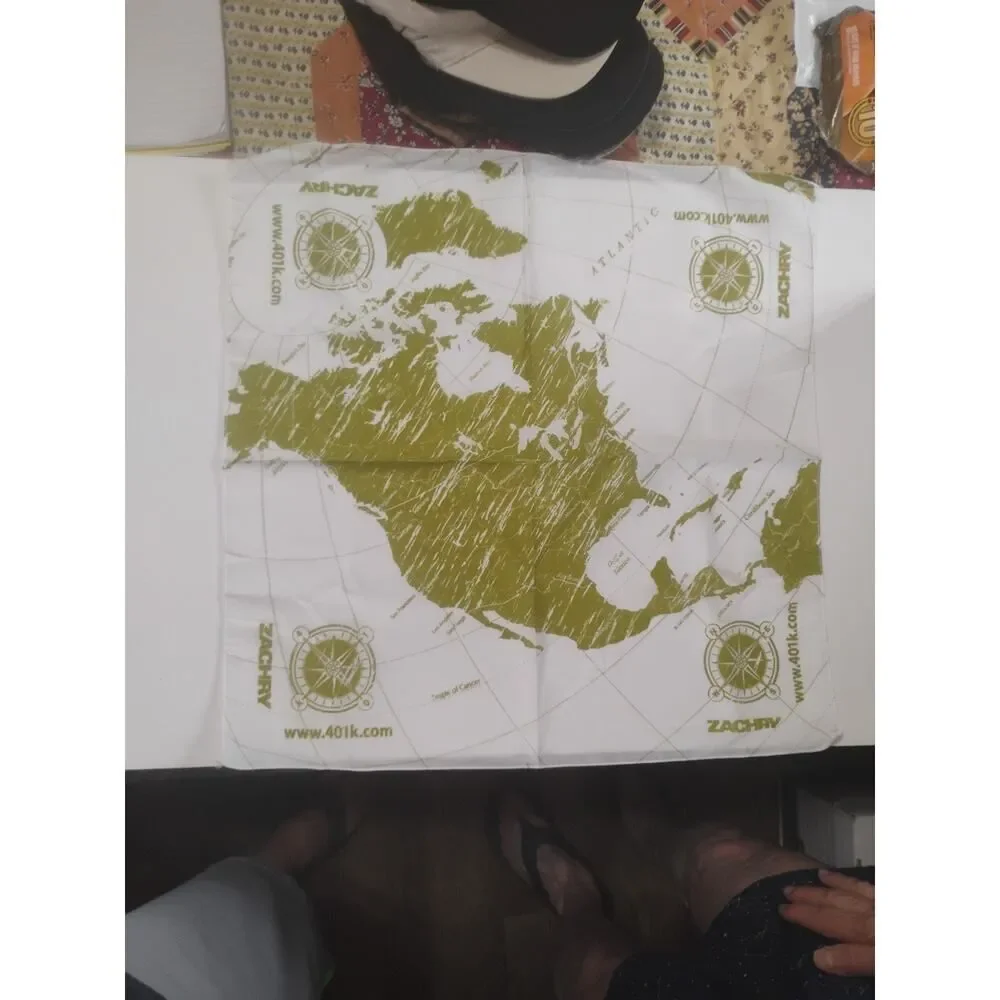 Zachary Map Bandana Lot Of 4 Map Green Design